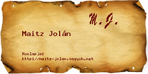 Maitz Jolán névjegykártya